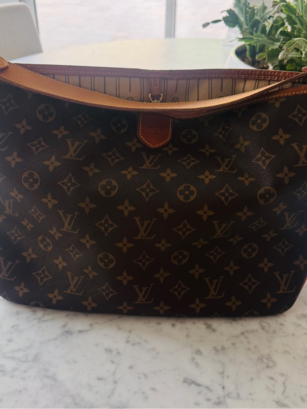 Louis Vuitton Beige Striped Interior Tote